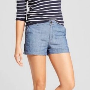 A New Day Blue Chambray Denim Cotton Shorts 2